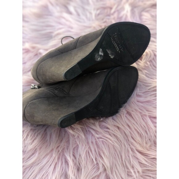 Franco Sarto Annabelle Womens Suede Leather Wedge Ankle Boots Gray 8.5 Lace Up - Picture 4 of 4